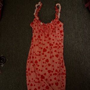 Pink and red heart mini dress